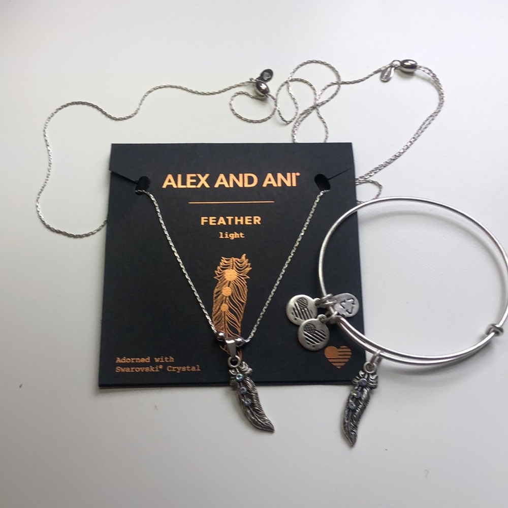 Alex and Ani Feather Necklace and Bangle